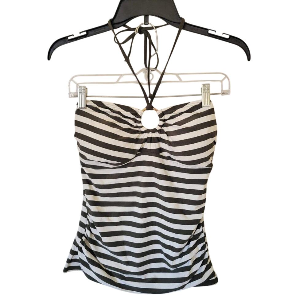 Michael Kors Ring Shirred Bandeau Tankini Top - Size Small
